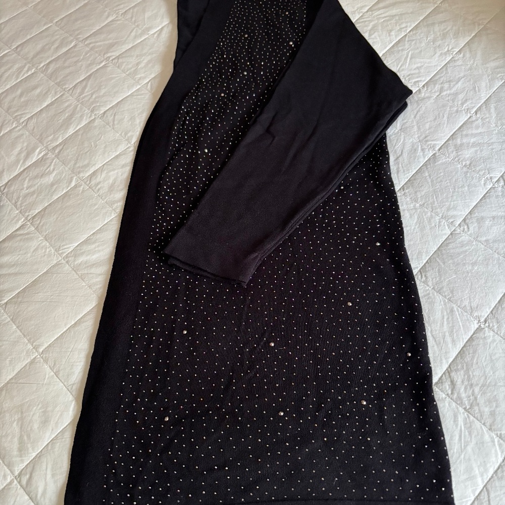 Women’s Black Stud Embellishment 1X Long Sleeve Sweater Coat NWOT